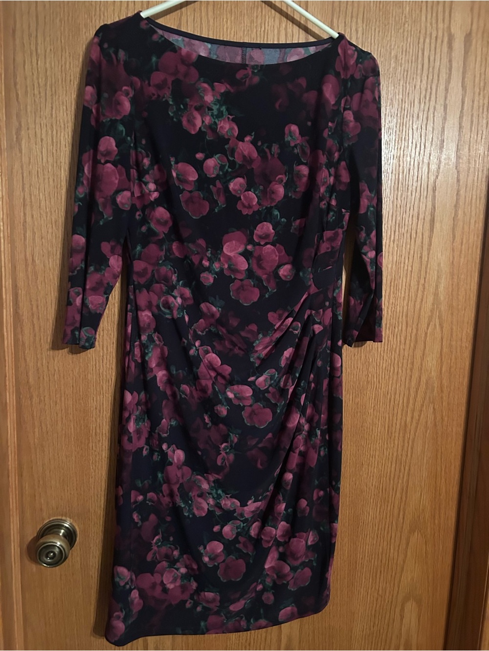 Black & Plum Floral Sheath Dress